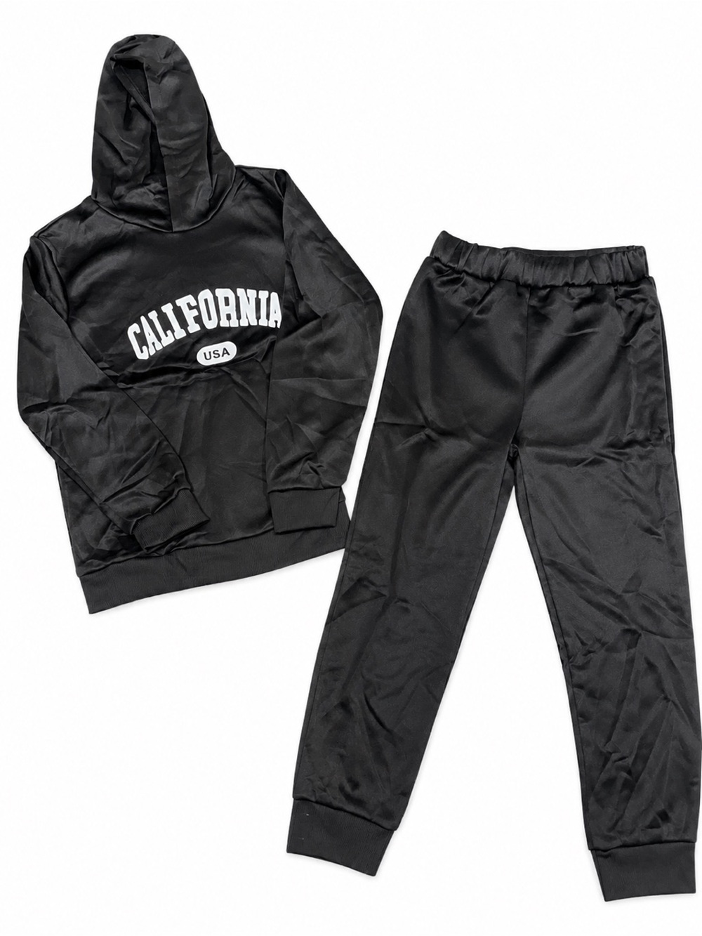 SHEIN Black Hoodie & Jogger Set with California Print